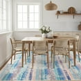 thumbnail image 5 of Beltran 4'x6' Abstract Watercolor Striped Area Rug, Washable Non Slip Low Pile Boho Rug, Pastel Multicolor Stain Resistant Rug for Living Room Bedroom, Blue, 5 of 8