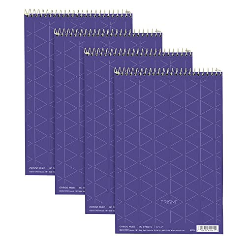 TOPS Spiral Steno Notebook, Gregg Rule, 6" x 9", 80 Sheets, 4 Pads per Pack