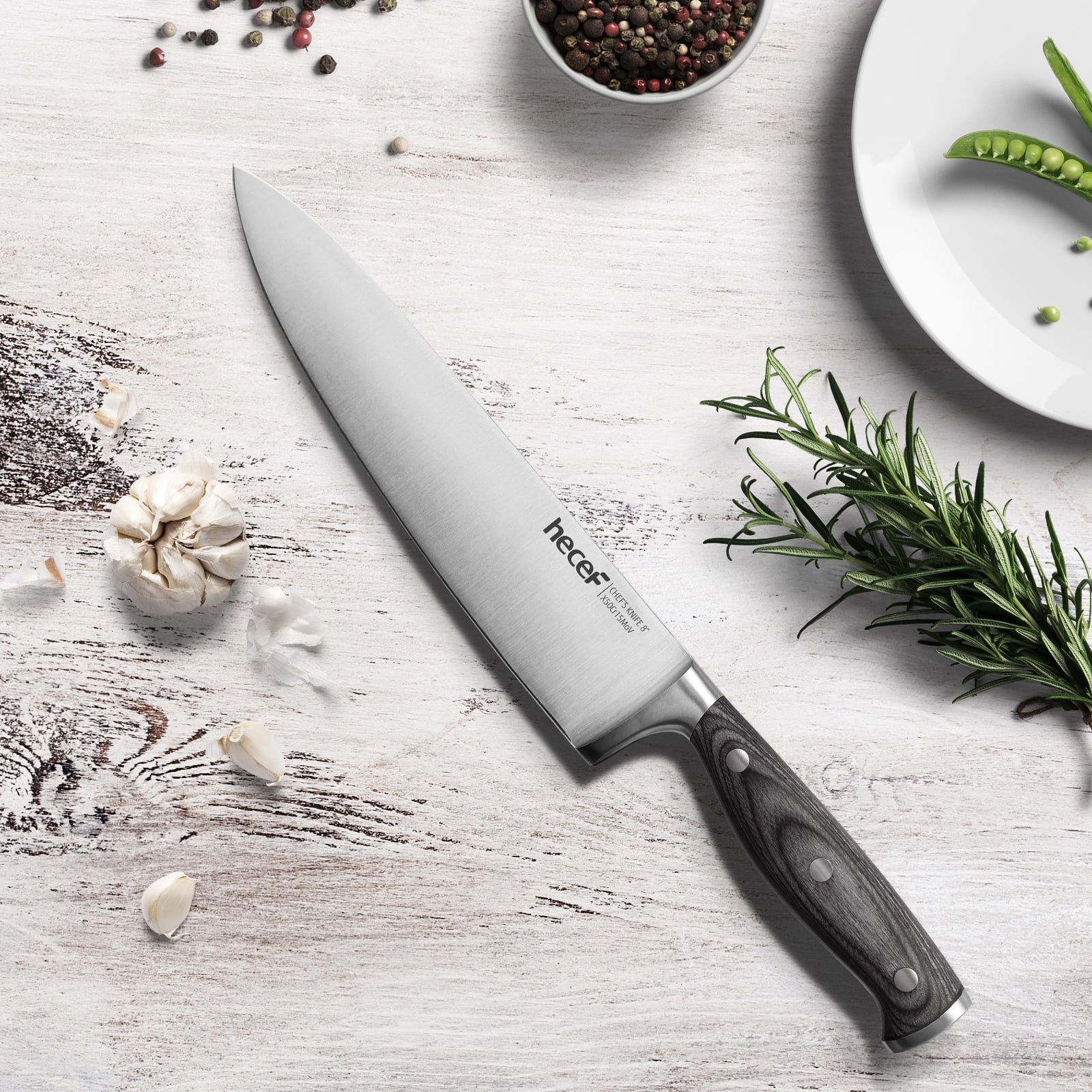 Hecef 3-Piece Knife Set, German Stainless Steel Ultra Sharp Chef, Santoku, Paring Knife with Gift Box
