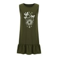 thumbnail image 4 of Dress for Women Summer Sun Moon Print Sleeveless Dress Pocket Pleated Boho Chic Army Green XXXL, 4 of 6