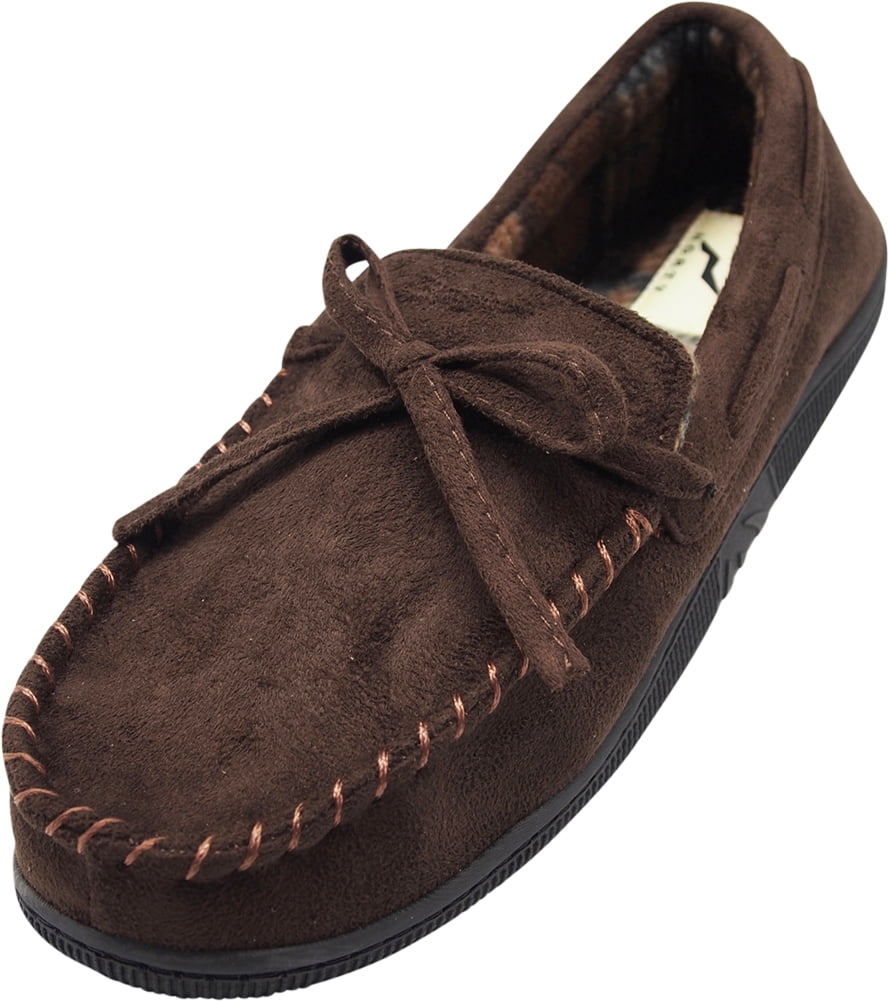 NORTY Norty Mens Moccasin Slip On Loafer Slipper Indoor/Outdoor Sole