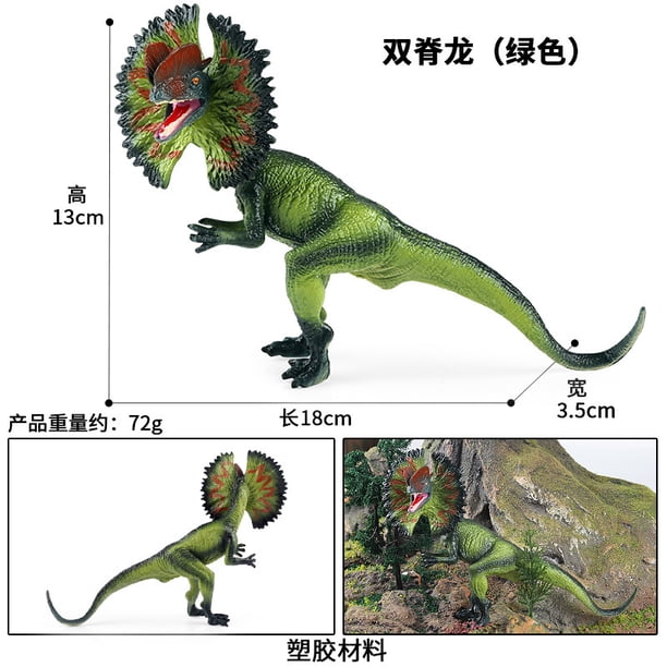 Modelo de dinosaurio simulado, Spinosaurus jurásico egipcio, adorno de escritorio BG2009-1, Dilophosaurus verde