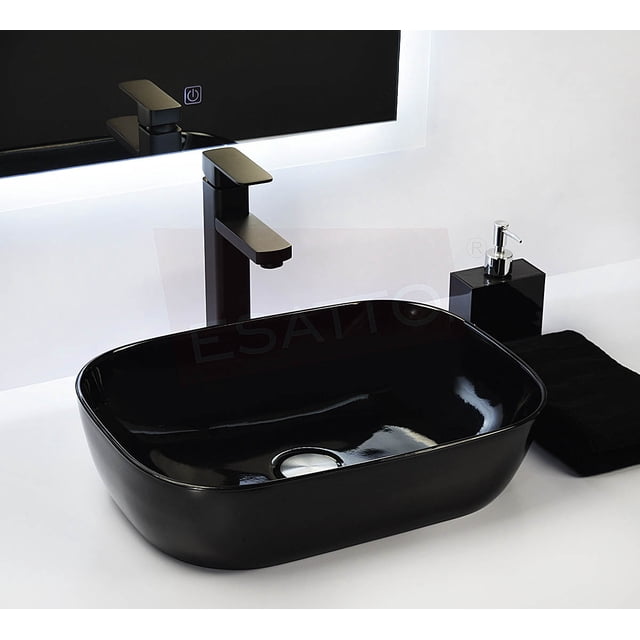 Esatto Econokit Vonia NC Paquete Lavabo ovalin negro llave negra cuadrada y desagües