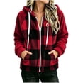 thumbnail image 5 of QUNYINEY Winter Jackets for Women Sherpa Fleece Hooded Full Zip Plaid Outerwear Jackets with Pockets Warm Long Sleeve Coats, 5 of 6