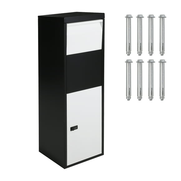 Parcel Drop Box Outdoor Extra Large - 35.5×28.5×105.5cm White Galvanized Steel Anti-Theft Mailbox with Combination Lock, Weather-Resistant for 1st Floor Front Opening Package Delivery