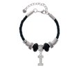 thumbnail image 2 of Delight Jewelry Silvertone Crystal Initial - I - Aunt Celtic Knot Leather Bead Bracelet, 7"+2" Extender, 2 of 4