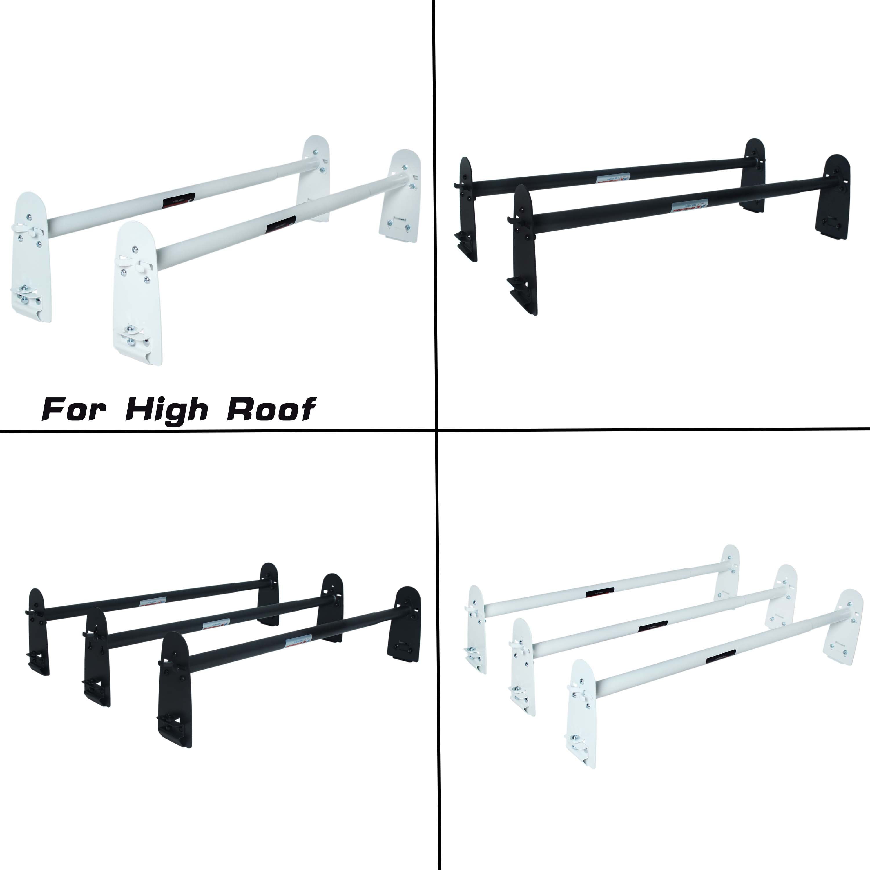 AA-Racks Model X316 HighTop 3 Bar Rain-Gutter Roof Rack Heavy-Duty Adjustable Steel High Roof Rack Matte White (X316-T-WHT)