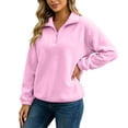 thumbnail image 5 of vdgthytj Sweatshirts for Women Long Sleeve Quarter Zip Lapel Collar Fleece Loose Fitted Fall Winter Warm Casual Pullover Tops(Medium,Pink), 5 of 7