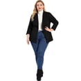 thumbnail image 3 of Women's Plus Size Jacket Drop Shoulder Moto Stretch Long Sleeves Drape Suede Cardigans Black 4X, 3 of 7