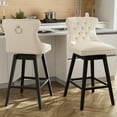 thumbnail image 3 of TEWLOSS 30" Swivel Bar Height Bar Stools with Back Set of 2, Beige Velvet Kitchen Stools, 3 of 10