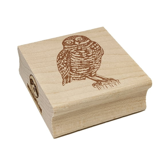 Watchful Burrowing Owl Square Rubber Stamp Stamping Scrapbooking Crafting - Small 1.25in