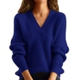 thumbnail image 2 of Sweaters for Women 2025 Long Sleeve V-Neck Trendy Knitted Jumper Top Bottoming Shirt Womens Pullover Sweaters, 2 of 4