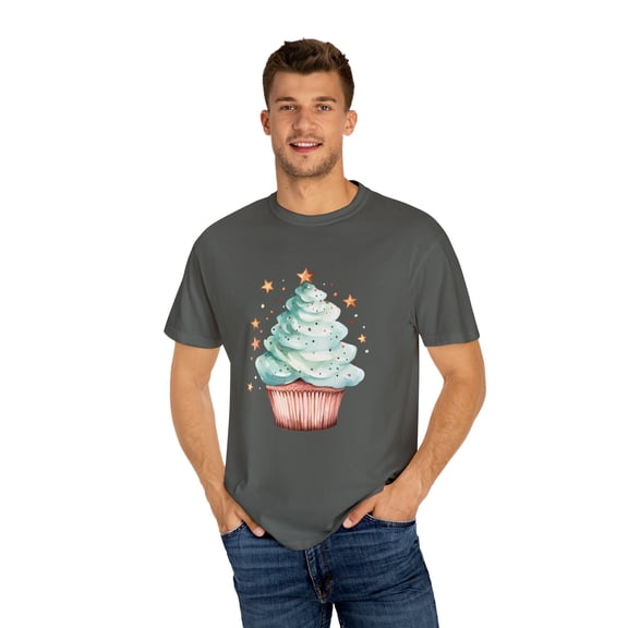 Unisex Garment-Dyed T-shirt Merry Christmas Cake Stars
