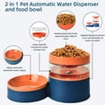 thumbnail image 5 of Cat Water Dispenser Food Feeder, 2 in 1 Automatic Pet Water Dish & Self Feeding Bowl, 1L Drinker Bottle for Cat Dog Puppy Kitten, Blue Orange, 5 of 9