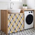 thumbnail image 3 of Moroccan Cabinet Curtain 35"Wx35"L, Dustproof Under Sink Skirt with Self Adhesive Tape, Vintage Moroccan Texture Yellow Grey Cabinet Curtain Cover for Kitchen Sink, Bathroom Vanity, Laundry Room, 3 of 9