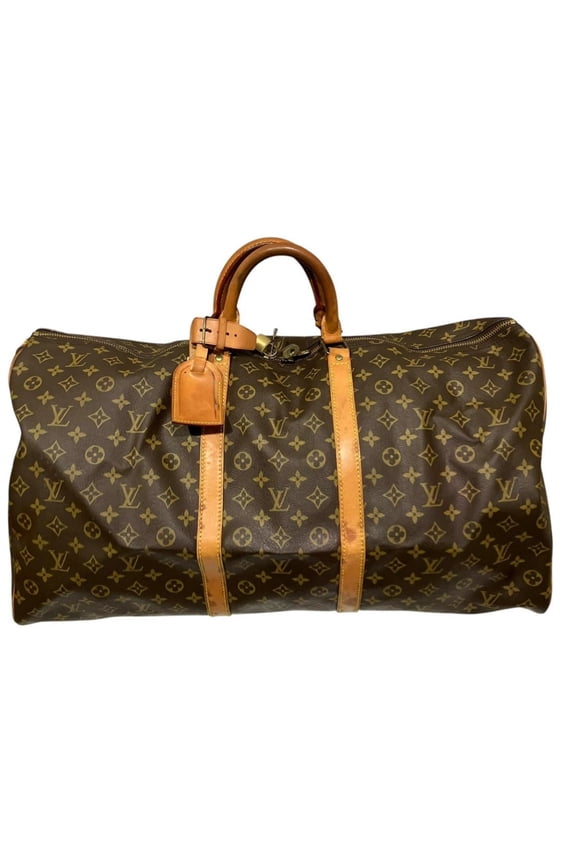 Pre-Owned Louis Vuitton Keepall 60 Boston Bag, Monogram Leather, Toile Fabric, M41422