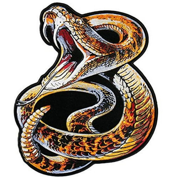 Rattlesnake, Embroidered High Thread Iron-on/Saw-on Rayon Patch - 9" x 11"