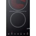 thumbnail image 4 of Summit CR2B23T3B 12"" Electric Cooktop with 2 Elements Including a 1200 Watt Element Timer Function Digital Touch Controls 9 Power Levels Child Lock in Black, 4 of 7