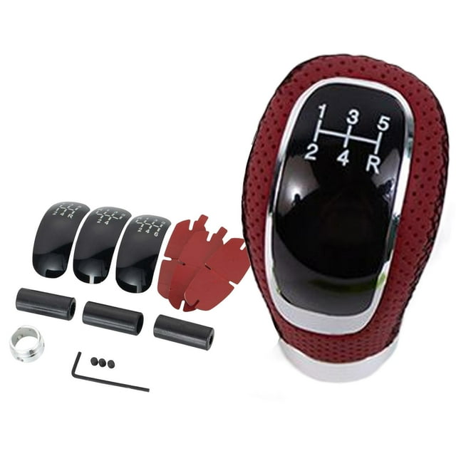 LOVIVER Universal Gear er Knobs Fit for Most Manual Cars Easy to Install Red Black Red Black Line