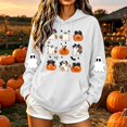 thumbnail image 2 of Busydd Halloween Graphic Hoodies For Women Trendy Cute Ghost Pumpkin Print Fall Tops Casual Long Sleeve Drawstring Hooded Sweatshirt With Pocket, 2 of 6