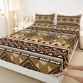 thumbnail image 5 of Manfei Southwestern Aztec Queen Sheets, , Brown Black Queen Sheet Sets, Black Reversible 4pcs1 Flat Sheet + 1 Fitted Sheet + 2 Pillowcases, 5 of 6