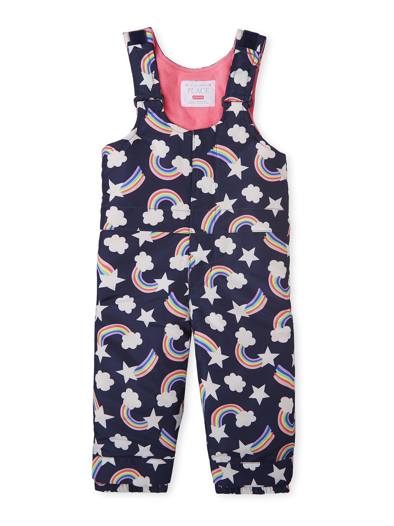 The Children's Place Baby Toddler Girl Printed 3in1 Snow Pants Bib