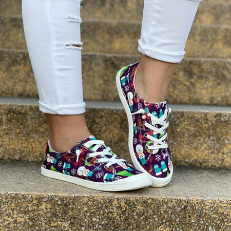 

Fall Decorations Clearance Juebong Christmas Lightweight Casual Womens Canvas Shoes Cloth Shoes Comfortable Casual Shoes