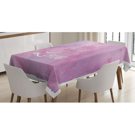 

Live Laugh Love Decor Tablecloth Dreamy Watercolors Brushstrokes with Positive Quote Rectangular Table Cover for Dining Room Kitchen 60 X 84 Inches Light Pink Lavander White by Ambesonne