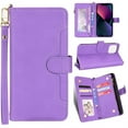 thumbnail image 1 of Allytech iPhone 14 Pro 6.1" Zipper Wallet Case with 6 Card Slots, [Wrist Strap] [Shoulder Lanyard] Premium PU Leather Flip Stand Protective Case for Apple iPhone 14 Pro 5G 2022, Purple, 1 of 10
