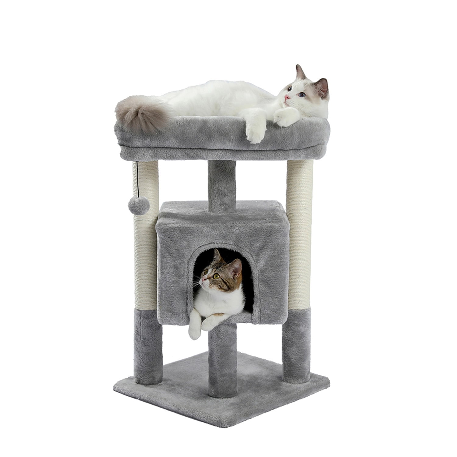 Pefilos Cat Tree Cat Houses for Outdoor Cats Cat Condo for Large Cats with Sisal Scratching Posts, Cat Nest for Indoor Cats Plush Perch, Cat Tower Furniture Cat Bed, Gray Pefilos Cat Tree Cat Houses for Outdoor Cats Cat Condo for Large Cats with Sisal Scratching Posts, Cat Nest for Indoor Cats Plush Perch, Cat Tower Furniture Cat Bed, Gray