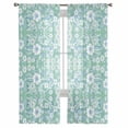 thumbnail image 2 of Light Green Blue Floral Semi Sheer Curtains 63 Inch Length 2 Panels Set, Vintage Pastoral Botanical Sheer Kitchen Curtain Privacy Voile Window Curtain for Living Room Bedroom Rod Pocket Drapes, 2 of 7
