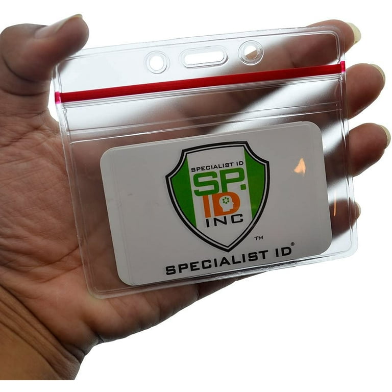 100 Pack Premium Proximity Card Holders - Horizontal Vinyl Badge Holders For Lanyards & Reels