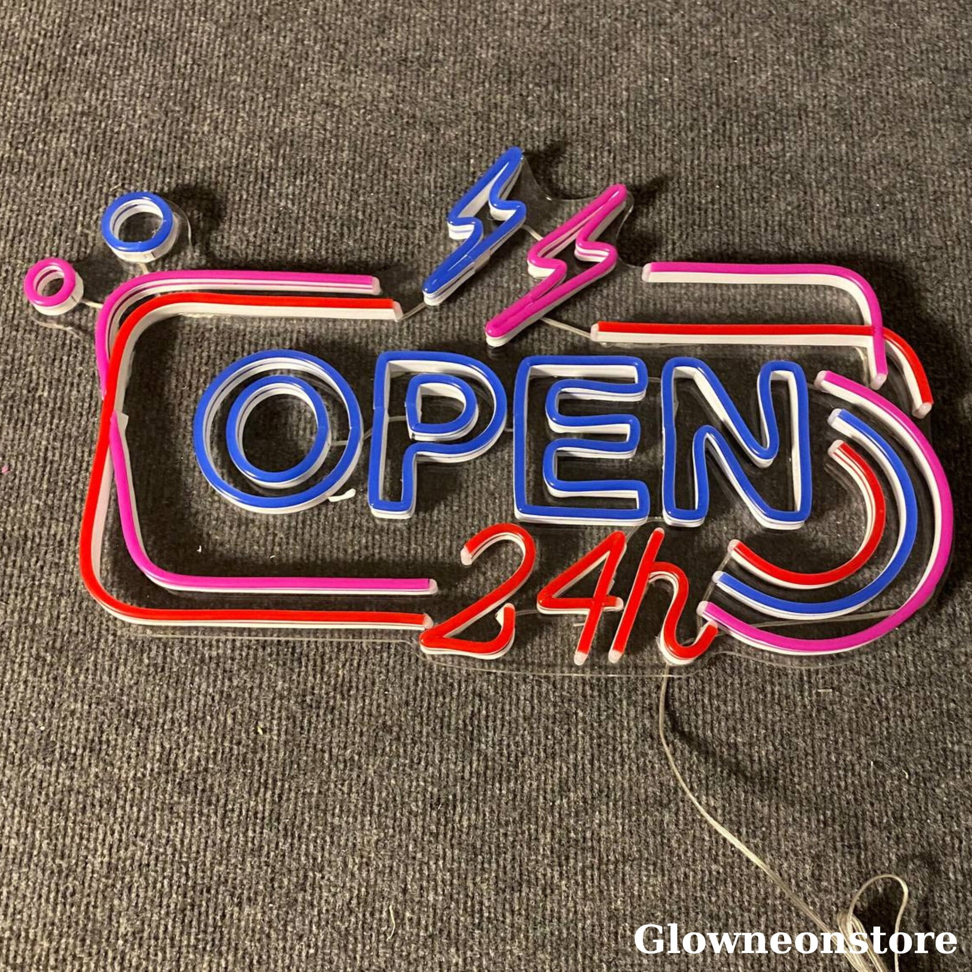 Glowneon Open 24H Neon Sign, Open 24H Led Sign, Welcome OPEN Coffee Shop Party Décor