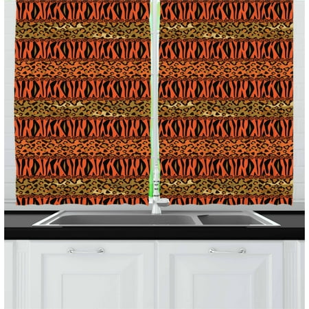 African Curtains 2 Panels Set, Leopard and Cheetah Skin ...