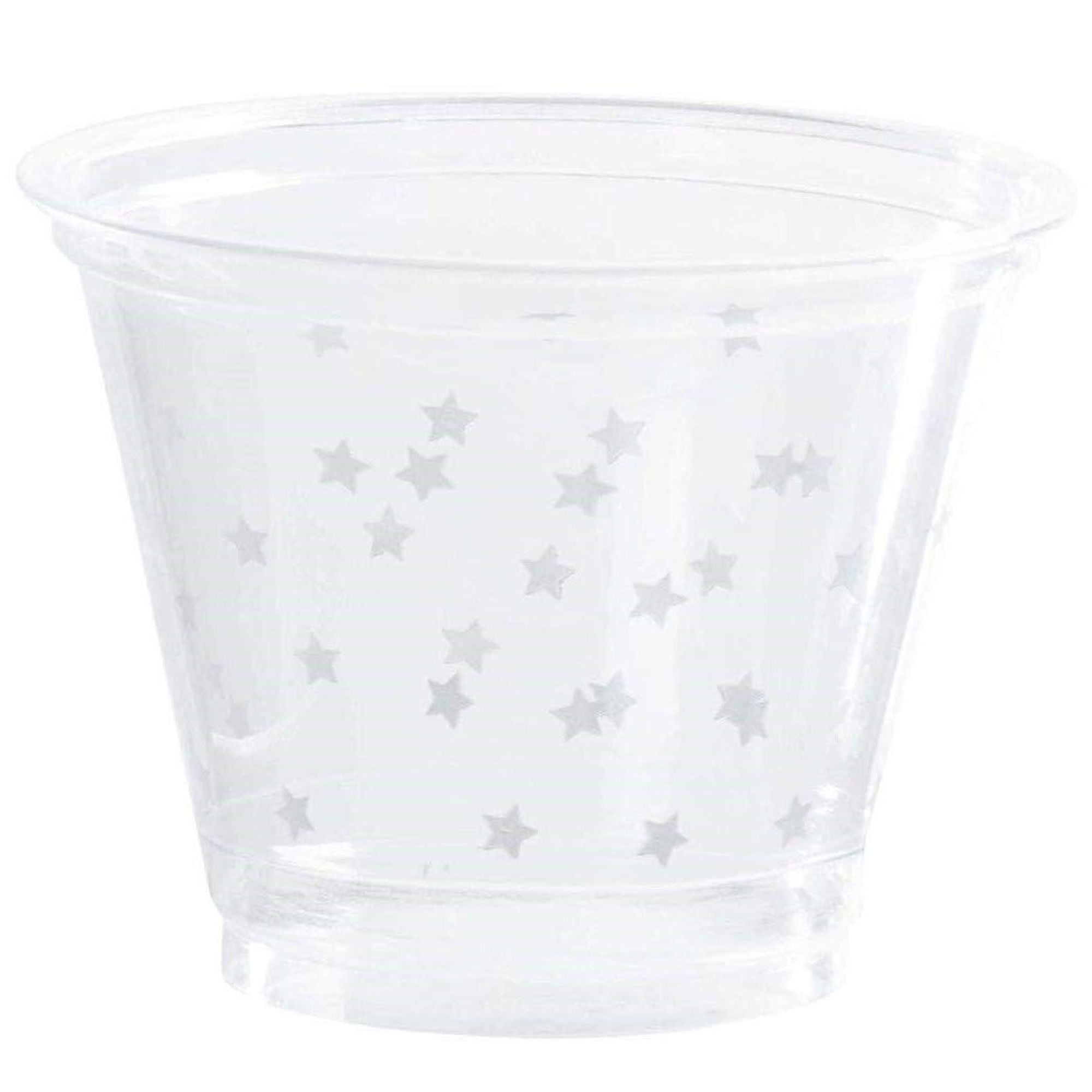 Clear Plastic Cups - 200-Pack 9oz Hard Plastic Drinking Cups, Silver