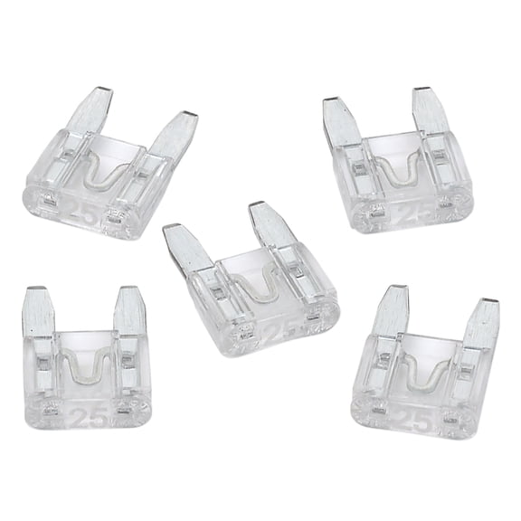 RoadPro RPMINI25 25 Amp Mini Fuse Clear Mini Blade 25A Automotive Fuses for Car Truck-5 per Pack