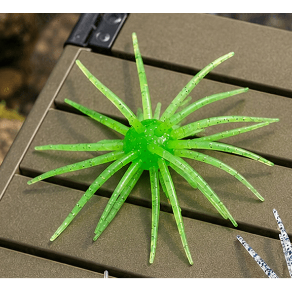 6Pc Sea Urchin Soft Bait, Realistic Fuzzy Dice Fishing Lure, Floating TPR Swimbait with Reflective Stars, Plastic Baits for Bass Fishing,Drop Shot,Wacky Rig/Neko Rig & Finesse,Slow Sinking large size