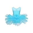 thumbnail image 2 of HULIJA Kids Girls Sleeveless Shiny Sequined Mesh Splice Tutu Dress Ballet Dance Costume Blue 14, 2 of 7