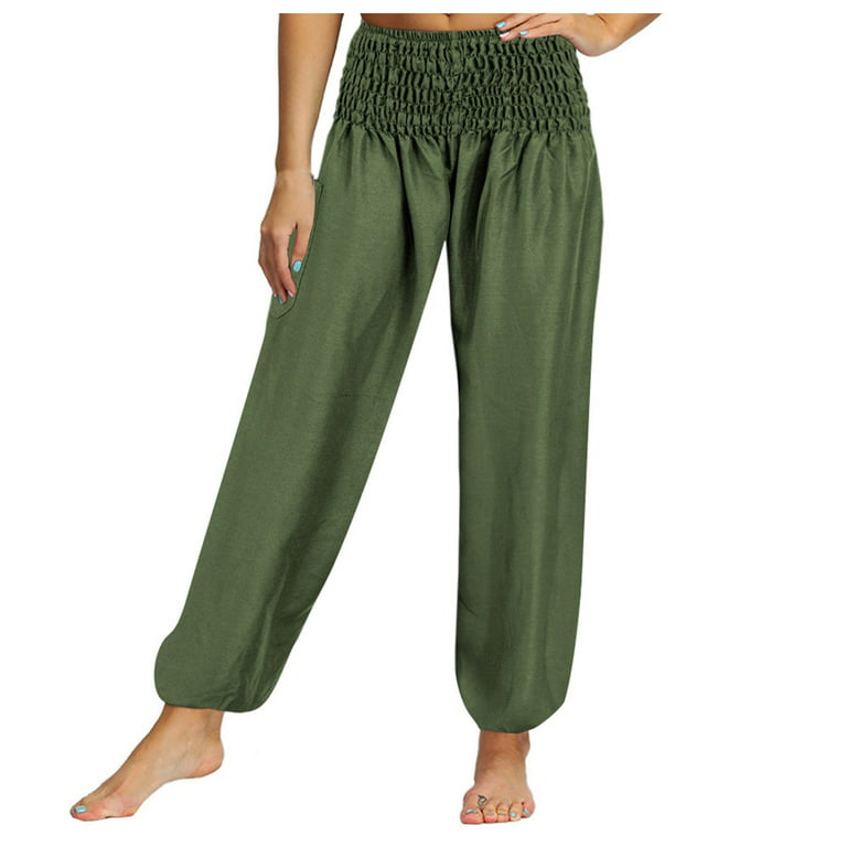 YWDJ Yoga Pants Women High Waist Women Solid Color Comfortable Leisure  Dancing Pants Sweatpants Yoga Pants Army Green XS 