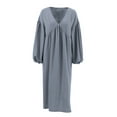 thumbnail image 6 of Women Nightdress, Long Sleeve V-neck Loose Sleepwear Loungewear, 6 of 8