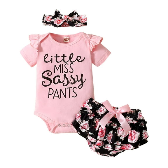 Mercatoo Girls Outfits Baby Girl Clothes Outfits Cotton Letter Print Romper Casual 3PCS Set Cute Teen Leggings