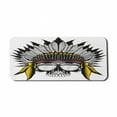 thumbnail image 1 of Skull Computer Mouse Pad, Dead Tribe Leader Feather Head Crown with Glasses, Rectangle Non-Slip Rubber Mousepad X-Large, 35" x 15" Gaming Size, Grey Yellow and Red, by Ambesonne, 1 of 2