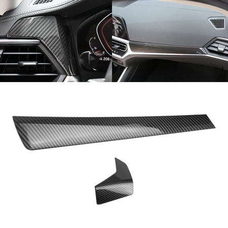 Xotic Tech 2X Auto Interior Carbon Fiber Texture Center Console Dashboard Strip Decor Cover Trim Compatible with BMW G20 G21 2019-2021