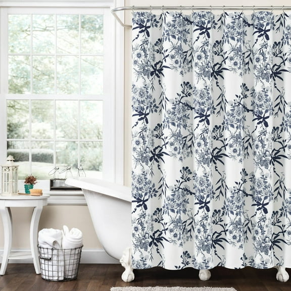 Lush Decor Blue/White Botanical Garden Floral Shower Curtain, 72" x 72"
