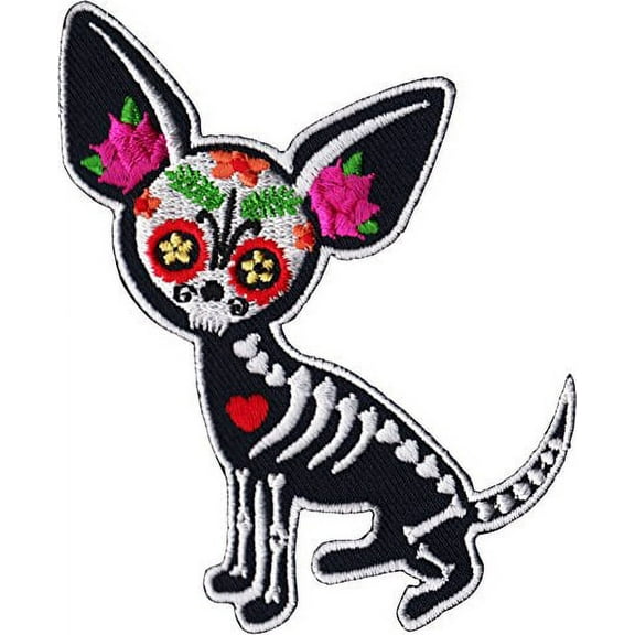 Evilkid Chihuahua Muerta PATCH, Iron-On / Saw-On, Carded & Packaged Individually - 3.75" x 2.75"