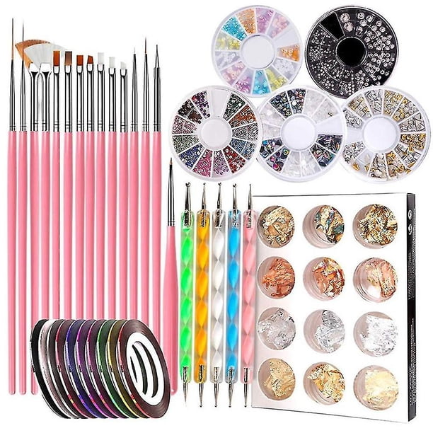 Diseñador de bolígrafos para uñas, herramienta para decoración de uñas, pinceles para pintar uñas, herramienta para hacer puntos en las uñas, papel de aluminio para uñas, cinta para manicura