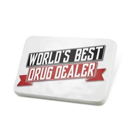 Porcelein Pin Worlds Best Drug Dealer Lapel Badge –