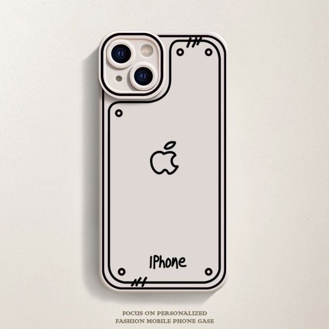 Funda de teléfono translúcida esmerilada para iPhone, carcasa protectora de silicona, línea bidimensional, cómic, iPhone 13 Pro Max, iPhone 14, 12, 11, XS, XR, X