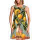 thumbnail image 1 of Easygdp Retro Warm Lemon Flower para Vestido Transpirable de Mujer, Vestido Suelto de Manga Corta con Pliegues y Bolsillos para el Verano, 1 of 7