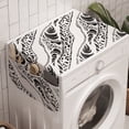 thumbnail image 1 of Abstract Washing Machine Organizer, Animal Skin Patterns Monochrome Zebra Panther Lion and Other Creatures, Anti-slip Fabric Top Cover for Washer and Dryer, Black White, by Ambesonne, 1 of 1